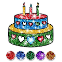 Glitter Birthday Cake Coloring