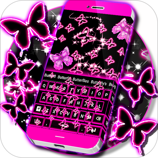 Neon Butterflies Keyboard
