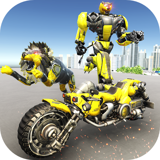 Lion Robot Transform War Light Bike Shooting Games
