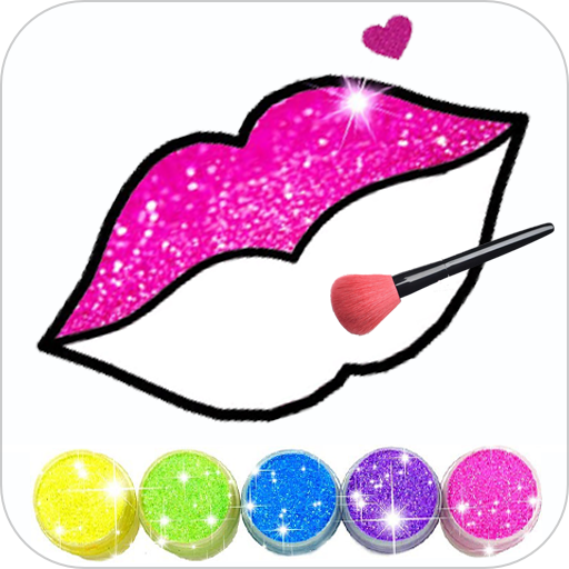 Glitter Lips with Makeup Brush Set coloring Game