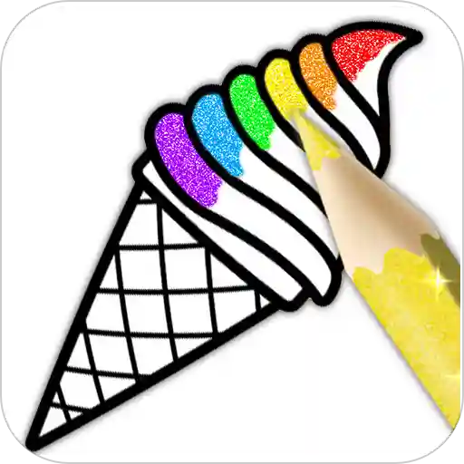 Glitter Ice Cream Coloring for kids